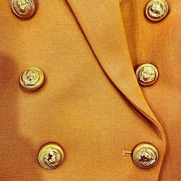 WOMEN BLAZER CAMEL WITH GOLD BUTTON Balmain Style NEW Size M - Picture 4 of 6